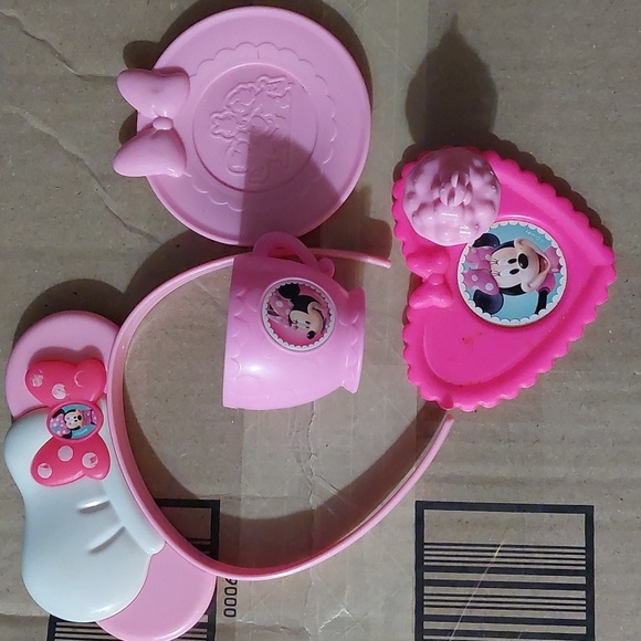 BUNDLE! Disney Minnie Mouse headband, tea cup, 2 saucers, cupcake; Pink - Picture 1 of 7